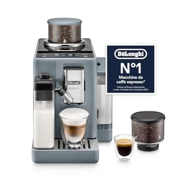 De’Longhi Rivelia – Perfetto Macchina da Caffè Automatica, LatteCrema Montalatte Automatico, 16 Bevande in un Solo Tocco, Display Touch a Colori, Contenitori Intercambiabili, Grigio (EXAM440.55.G)