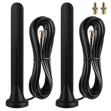2 x Antenna 4G 5G esterna omnidirezionale con guadagno 15dBi, connettore SMA + adattatore TS9, base magnetica 3M, amplificatore di segnale per router interno ed esterno, compatibile 3G 4G 5G LTE gsm