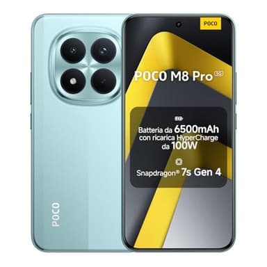 XIAOMI POCO M8 Pro,5G Smartphone 8+256GB, Display AMOLED CrystalRes 6,83" 1.5K, Snapdragon® 7s Gen 4, Fotocamera 50MP Light Fusion 800 con OIS, IP68, Verde, Garanzia 2 anni, Caricatore non incluso