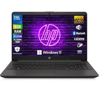 HP 250R G9, Computer Portatile Notebook, Intel 5-120u 10 Core 1.4Ghz, Display 15.6'' FHD, Ram 8GB, SSD 512GB, Windows 11, Pronto all'uso con Libre Office
