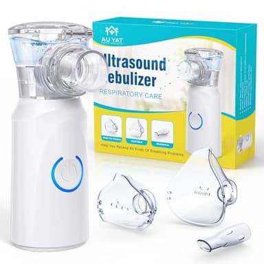 Aerosol Portatile Silenzioso, Macchina Aerosol per Adulti e Bambini, Ricaricabile Aerosol Portatile con 2 Maschere e Boccaglio, 2 Modalità Regolabili, Apparecchio Aerosol per Viaggi e Uso Domestico
