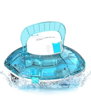 WINNY POOL CLEANER Winny 200 Robot Piscina, Piscina Senza Fili con Batteria, Autonomia 75 Min per Piscine Fuori Terra 60 m², Doppia Filtrazione, Parcheggio Automatico (Trasparente Blu)