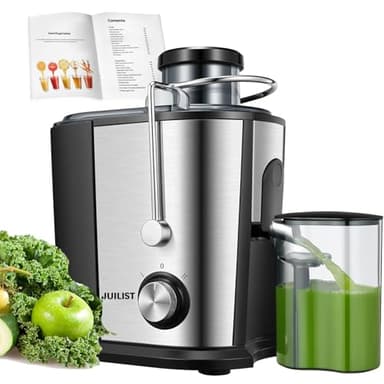 Juilist Centrifuga Frutta e Verdura, fino a 800W Estrattore Frutta e Verdura con 65MM Bocca Larga, 2 Velocità, Funzione Antigocciolamento, Base Anti-Scivolo, Facile Pulizia, Includi Spazzola 600W