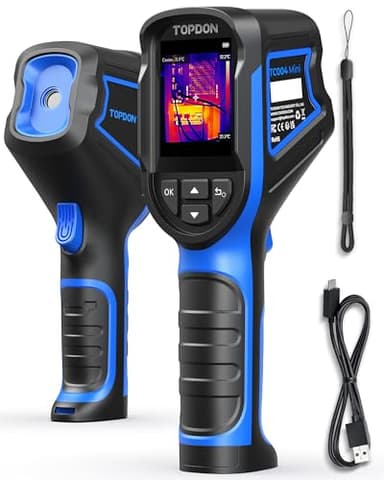 TOPDON Termocamera TC004 Mini, 240x240 IR Telecamera Termica con 15 Ore Batteria, -20°C~450°C, 25 Hz Termocamera Professionale Portatile per HVAC, Perdite Acqua, Manutenzione Casa ed Elettriche