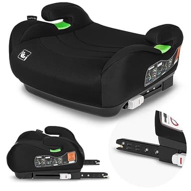 LIONELO Rialzo Auto per bambini LUUK FIX I-Size, Facile Installazione ISOFIX o/e cintura, 125-150 cm 22-36kg Leggero, Comodo, Indicatori, Schiuma Adattiva, Traspirante Lavabile, Car Booster, Braccioli