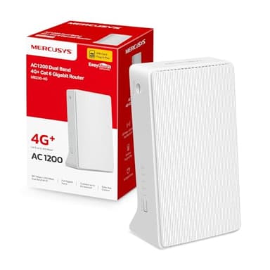 Mercusys TP-Link MB230-4G Router 4G+ Cat6 LTE, Wireless AC1200Mbps Dual-Band, WiFi Router with Sim, LAN/WAN Port, 4G Sim Modem, Without Configuration, External Antenna Ports