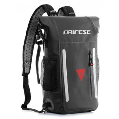DAINESE - Zaino Explorer Backpack WP, Impermeabile in PVC, con Schienale Traspirante, Spallacci Regolabili e Tasche Resistenti all'Acqua, dettagli Riflettenti, Outdoor e Moto, 15 L, Nero