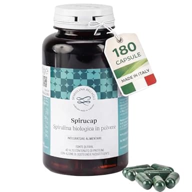 Spirulina Biologica in Capsule – Integratore Alimentare 100% Vegetale – Coltivata in Toscana – Fonte Naturale di Proteine e Vitamine – BECAGLI (180 Capsule)