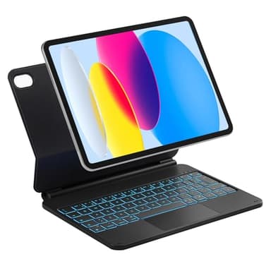 Inateck Custodia tastiera magnetica per iPad 10ª generazione 10,9 pollici/11ª generazione 2025 A16 11 pollici : supporto flottante, retroilluminazione 7 colori e trackpad, KB09119-10