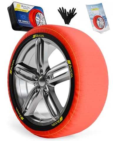 ARCOL Calze da Neve Omologate Italia EN 16662-1 - / Control Due Catene da Neve in Tessuto per Auto. Snow Sock Taglia L per R14 - R20 (Misure per Pneumatici Dettagliate all’Interno) (Control, L)