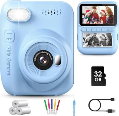 Fotocamera per bambini, stampa istantanea con schermo HD da 3 pollici, fotocamere istantanee per bambini, regali di compleanno di Natale per ragazze ragazzi 3 4 5 6 7 8 9 10 anni, giocattoli portatili