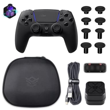 HEXGAMING ULTIMATE PRO Controller per ps5/PC,Wireless/USB Joystick Pro per ps5,4 Tasti Posteriori Rimappabili&8 Levette Analogiche Effetto Hall&6 Profil&Trigger Grilletti Regolabili,Nero Chaos