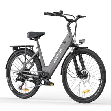 HillMiles Bici Elettrica Per Adulti Da 26", 7 Velocità Bicicletta Elettrica da 36V 13Ah Batteria Rimovibile, 25km/h & Autonomia di 80-100km E-bike Per Pendolari Urbani, IP65 impermeabile (Grey)