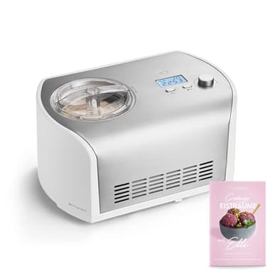 SPRINGLANE Gelatiera Elli con compressore autoraffreddante, gelatiera in acciaio inossidabile con contenitore per gelato rimovibile (Argento, 1,2 L)