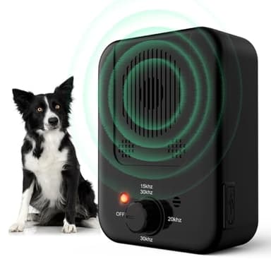 Ultrasuoni per Cani, Dispositivo Antiabbaio, 3 Livelli Regolabile Frequenza Dispositivo Controllo Antiabbaio, 33 Piedi Ultrasuoni Deterrente Anti-Abbaio per Cani Antiabbaio per Interni ed Esterni
