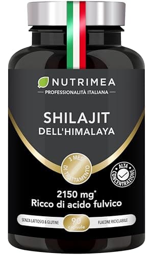 Shilajit Puro | 2150 mg per Capsula | Estratto 5:1 Standardizzato al 50% in Acido Fulvico | 100% Puro | Energia, Vitalità, Recupero | 90 capsule | Nutrimea