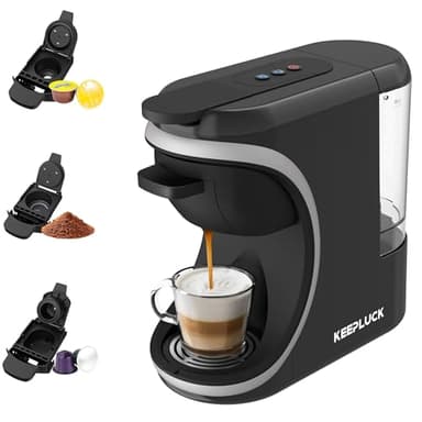 KEEPLUCK Macchina da caffè 3 in 1 compatta e salvaspazio, compatibile con capsule Nes/DG/Mio e caffè in polvere, 600 ml (ST-551)