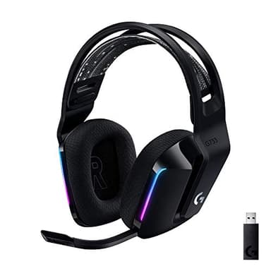 Logitech G733 LIGHTSPEED Cuffia wireless con microfono gaming con fascia per la testa a sospensione, LIGHTSYNC RGB, tecnologia microfono Blue VO!CE e driver audio PRO-G - Nero