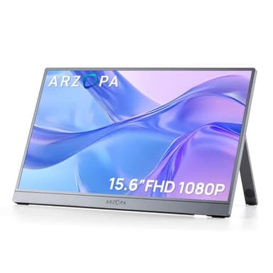 ARZOPA Monitor Portatile 15,6" FHD 1920×1080 IPS, HDR, Ultra Sottile – Secondo Schermo Ultrasottile per Laptop, Mac, PC, Xbox, Switch, PS5 - A1 Grigio