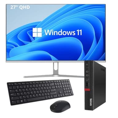 Lenovo PC Fisso Postazione Completa | Intel Core i7-8700T, 32GB RAM, SSD 1TB, Monitor 32"/27" Nuovo | Tastiera e Mouse Wireless | Wi-Fi, HDMI | Windows 11 Pro + Office 2021 PC ricondizonato (P+27")