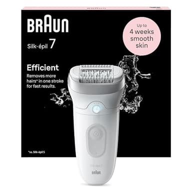 Braun Silk-Épil 7 Epilatore Elettrico Donna, Rasoio Elettrico Donna, con Testina Ampia per Una Epilazione Semplice, Wet & Dry, Pelle Liscia a Lungo, 7-011, Bianco/argento