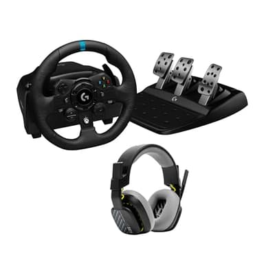 Logitech G G923 - Volante da corsa e pedali, ritorno di forza dinamico TRUEFORCE, vera pelle + cuffia con microfono cablata ASTRO A10 Gen 2 - Xbox X|S, Xbox One, PC, Mac - Nero
