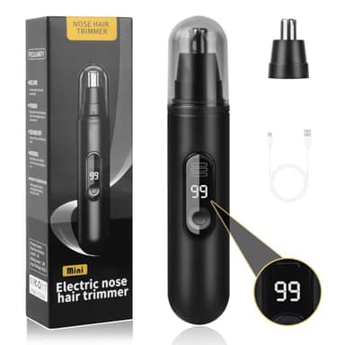 AOGOE Tagliapeli naso e Orecchie, Tagliapeli per Naso Professionale Indolore, Ricaricabile USB Rasoio IPX7 Impermeabile, Rasoio Orecchie per Uomini e Donne, Display della Carica