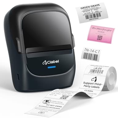 CLABEL Mini Stampante Etichette Portatile: 221B Bluetooth Termica Etichettatrice Adesive Codice a Barre Compatibile con iOS e Android Label Printer con 1 Rotolo di Etichette per Ufficio Casa(Blu)