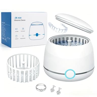 Pulitore Ultrasuoni, U-VKK pulitore ultrasuoni apparecchio denti da 45000 Hz, 2 modalità, Adatto per la pulizia di apparecchi ortodontici, testine di spazzolini da denti, gioielli, ecc