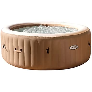 Intex 28428EX - PureSpa Vasca Idromassaggio Gonfiabile Bubble Massage, 6 posti, 140 Getti, Riscaldatore, PVC, Beige, 216x71 cm