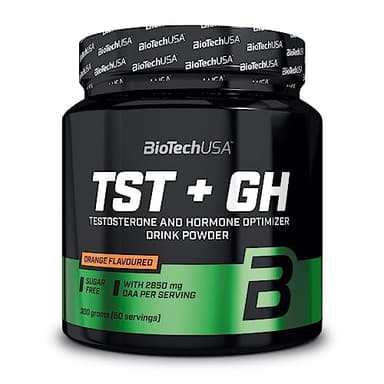 BioTechUSA TST + GH | Bevanda in polvere per il potenziamento del testosterone e degli ormoni | 2.850 mg DAA | Aminoacidi, vitamine, minerali | Senza zucchero, lattosio e glutine | 300 g | Arancione