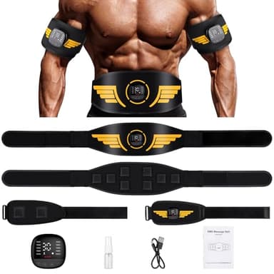 Unegnel Elettrostimolatore Muscolare,Elettrostimolatore Addominali,Elettrostimolatore con 10 modalità e 30 intensità,USB Ricaricabile,Elettrostimolatore Addome Braccia Gambe per Uomo Donna