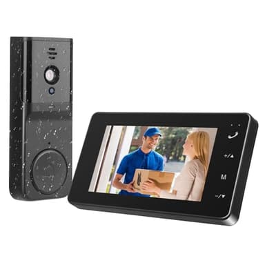 Nastopee Campanello senza fili da Esterno 1080P, IPS di 4.3 Videocitofono, Citofono senza fili da Esterno, Audio Bidirezionale, Impermeabile IP65, Visione a 80° & Visione Notturna, Nessun WiFi
