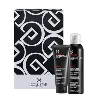 Collistar Cofanetto Regalo Uomo, Schiuma da Barba 200 ml + Balsamo Dopobarba 100 ml, Set Regalo Rasatura, Pelli Sensibili, Idratante e Lenitivo, Senza Alcool
