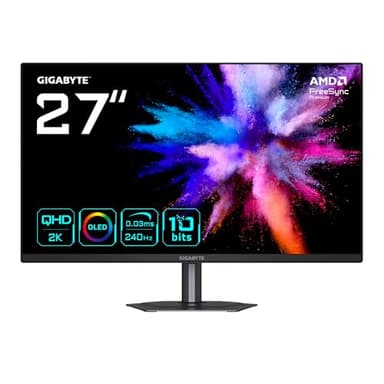 Gigabyte GO27Q24 27” Monitor Gaming OLED 2K QHD - 2560 x 1440, 240Hz, 0.03ms, 400 cd/m², FreeSync Premium, HDMI 2.0, Displayport 1.4