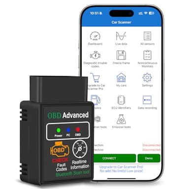 OBD2 Auto Diagnostica con 10+ Lingue, Bluetooth Diagnosi Auto Scansione Dei Guasti Del Veicolo, Scanner OBD2 per Auto con Protocolli Multipli per IOS, Android, Windows.
