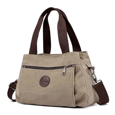 DIRRONA Borsa A Tracolla Donna - Borsa A Mano Multitasche Grande, Con Cinghia Regolabile E Manico Superiore, In Tela Lavabile, Per Scuola, Lavoro E Viaggio - Borsa Moda Donna Kaki caldo