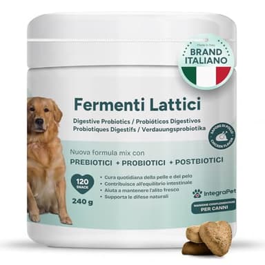 Integrapet Probiotici Cane Prurito e Alito Cane – Probiotici e Prebiotici Digestivi Snack Naturali, 120 Masticabili Gusto Pollo, Prodotti per Cani per Benessere Intestinale e Pelle