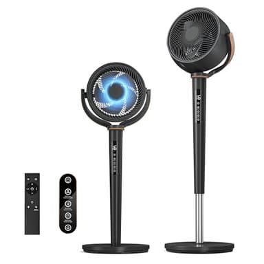 JUMMICO – Ventilatore a Piantana Ultra Silenzioso – Circolazione dell’Aria 3D di 120°+120°, 16 Velocità e 4 Modalità, Timer da 12 Ore, Telecomando, Altezza Regolabile.