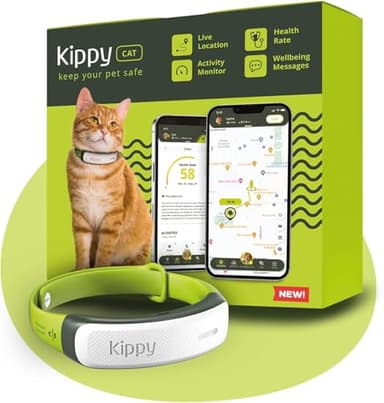 Kippy CAT - Collare GPS per Gatti - Localizzatore e Tracker di Salute e attività - Collare GPS Gatto con Sistema Antistrozzo - Crea Confini Virtuali - Taglia Unica