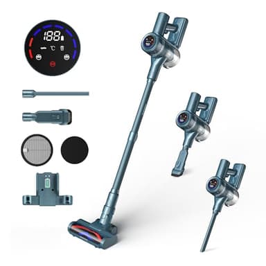 HAIMEEC Aspirateur Balai sans Fil Anti Acarien, 400W/33KPA, Max 50 Minutes Runtime, Filtre HEPA, Aspirateur avec Écran Intelligent, Conception Légère Cordless Vacuum Cleaner
