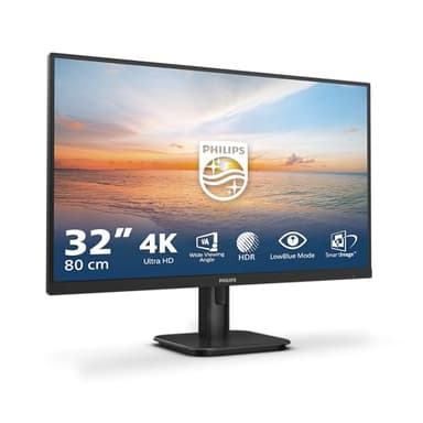 Philips 32E1N1800LA - Monitor Ultra HD da 32 pollici, Adaptive Sync, HDR10, altoparlanti (3840x2160, 60 Hz, DisplayPort, HDMI) nero, 2023, altoparlante integrato