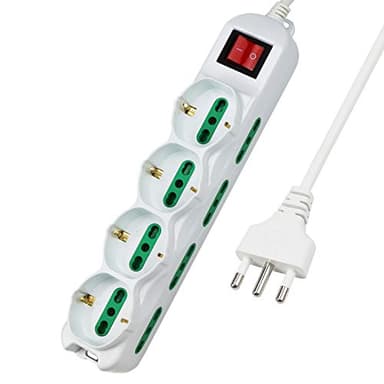 Extrastar Multipresa 12 Posti 4 polivalenti (schuko 10/16A) 8 bivalenti 10/16A, Colore bianco, Cavo 1.5 m - Spina 16A