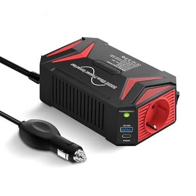 BESTEK Inverter Auto Onda Pura 300W, Trasformatore Inverter 12V a 220V con PD30W e QC18W, 2 USB, Multi Protezioni e Soft Start, Ideale per Auto/Camper, Alimentazione da Accendisigari