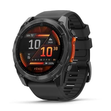 Garmin fēnix 8, 47mm, Display AMOLED 1,4", Touchscreen, Speaker e Microfono, Comandi Vocali, GPS Multi-band, Torcia, Mappe, 90+ App per lo Sport, Autonomia 16 giorni Slate Gray & Black