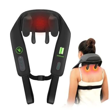 Snailax Massaggiatore cervicale, Massaggiatore cervicale collo spalle e schiena senza fili migliorato con calore, Massaggiatore collo e schiena 4D Shiatsu con massaggio,Regali