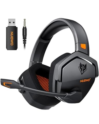 NUBWO G06 Cuffie Gaming per PC/Ps5/Ps4/NS/Mobile,2,4GHz Wireless+5.3 Bluetooth,Cuffie Wireless con Microfono 7.1 Qualità Audio Senza Perdita di Bassa Latenza,Durata di Oltre 100+ Ore -Arancio