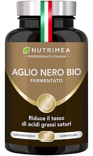 Aglio Nero Fermentato Biologico | Integratore Alimentare | 250 mg | Supporta la Circolazione | Antiossidante Naturale | 90 Capsule | Nutrimea