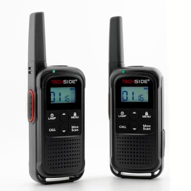 TechSide TS-T3 Go Ricetrasmittente PMR446, 16 Canali, Portata 10 km, Ricarica USB-C, con Torcia LED, 2 Pezzi