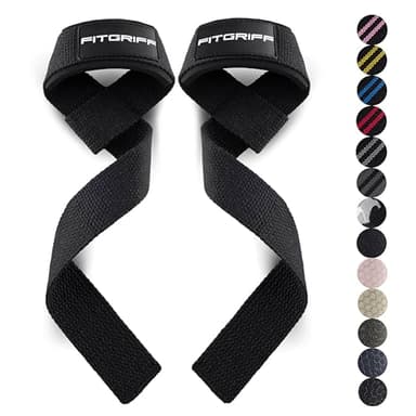 Fitgriff® Straps Palestra - Fascette Sollevamento Pesi - Fasce, Cinghie per Stacchi, Gym, Lifting - Accessori Bodybuilding (Normale (oltre 16cm polso), Black)
